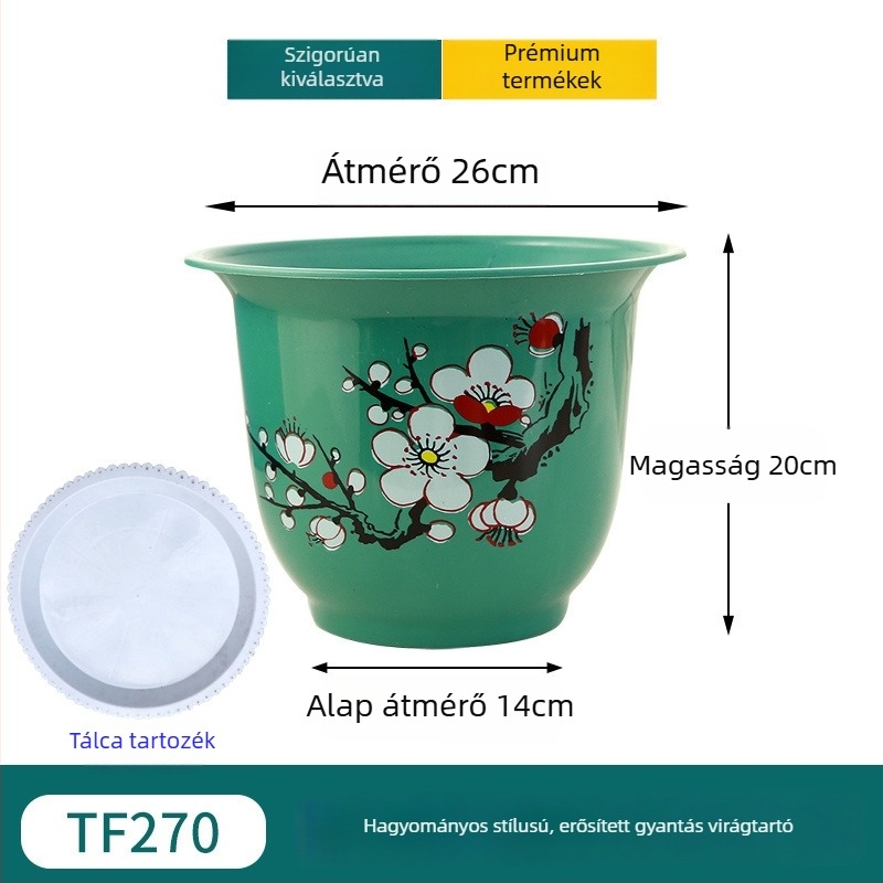 Gyantából készült virágtartó, padlón álló, egyszerű stílusú, otthoni kertészkedéshez.