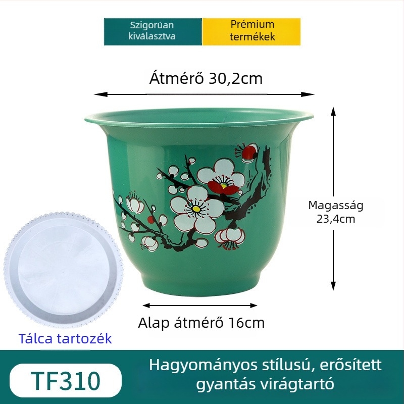 Gyantából készült virágtartó, padlón álló, egyszerű stílusú, otthoni kertészkedéshez.