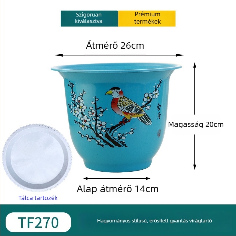 Gyantából készült virágtartó, padlón álló, egyszerű stílusú, otthoni kertészkedéshez.