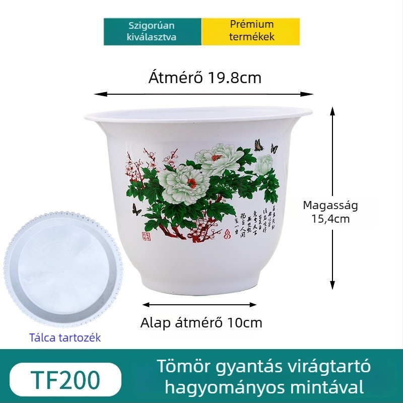 Gyantából készült virágtartó, padlón álló, egyszerű stílusú, otthoni kertészkedéshez.