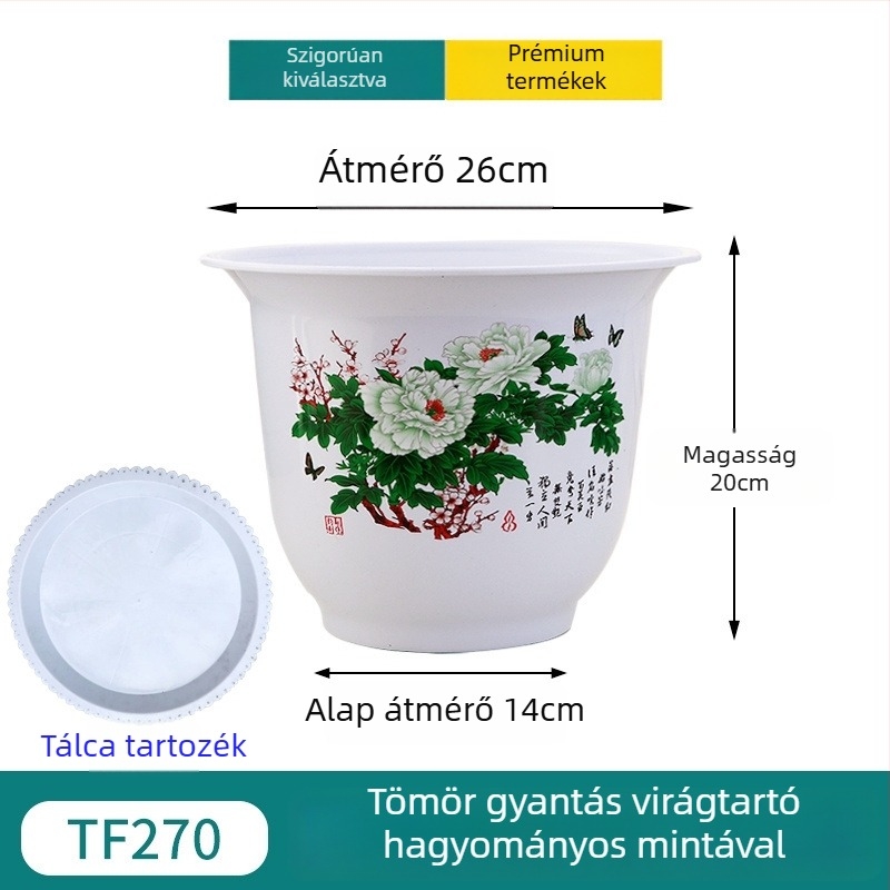 Gyantából készült virágtartó, padlón álló, egyszerű stílusú, otthoni kertészkedéshez.