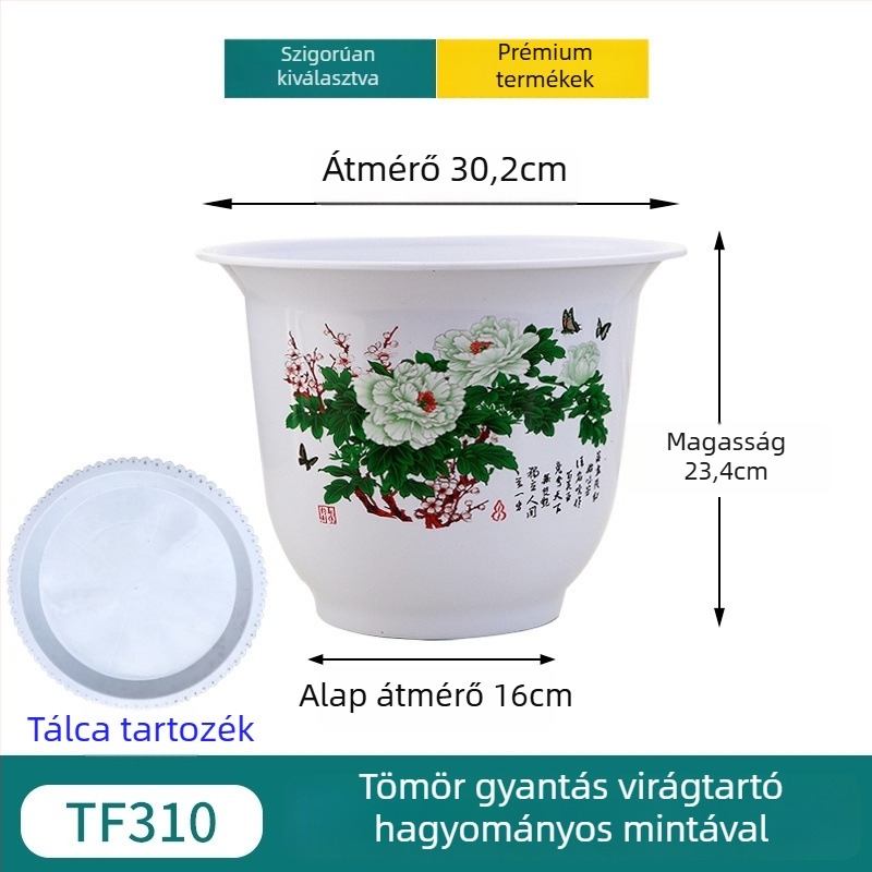 Gyantából készült virágtartó, padlón álló, egyszerű stílusú, otthoni kertészkedéshez.