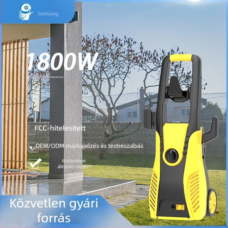 Hordozható magasnyomású autómosó, alumínium váz, 1800W, 220V, 4 m sugárzási hatótávolság, 7 m tömlő