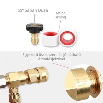 Magasnyomású mosófej 3/8 hüvelykes gyorscsatlakozással, állítható szívás, habspray fúvóka, sárgaréz pisztolyfej, akár 5000 PSI-ig