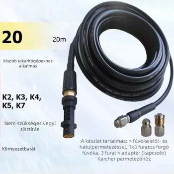 Magasnyomású lefolyódugulás-mentesítő készlet - belső átmérő 6 mm, gum-plasztik anyag, súly 3, forgó csatlakozó, kompatibilis Kärcher K-Series