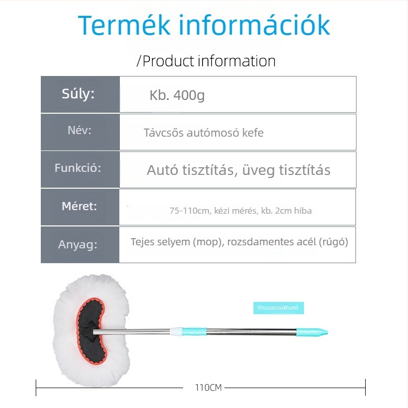 Autómosó kefe, rozsdamentes acél, Xiaodao