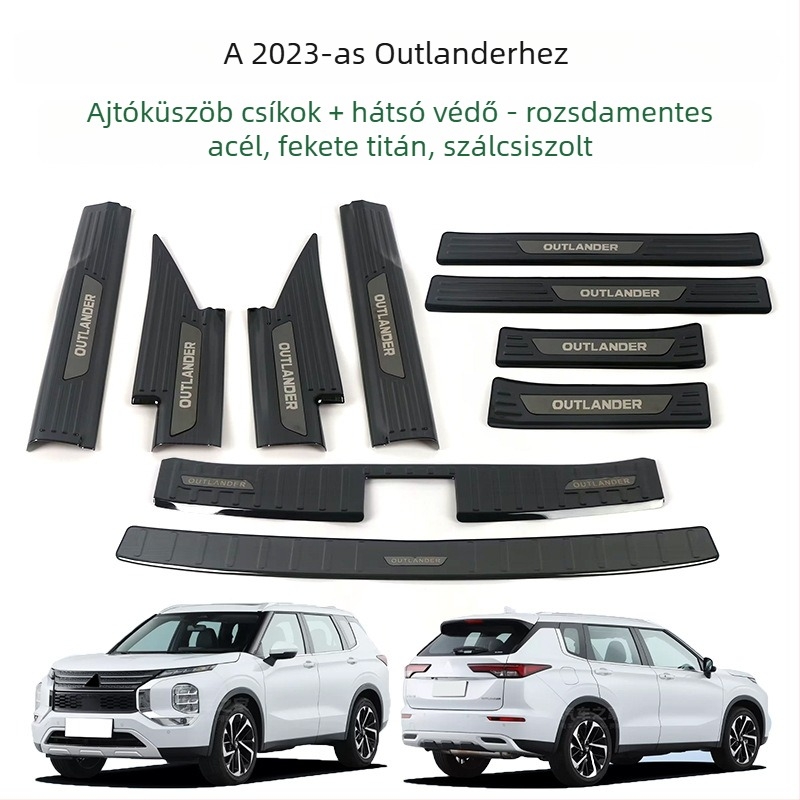Rozsdamentes acél ajtó küszöb profilok és csomagtartó védőlemez a Mitsubishi Outlander 2023-hoz
