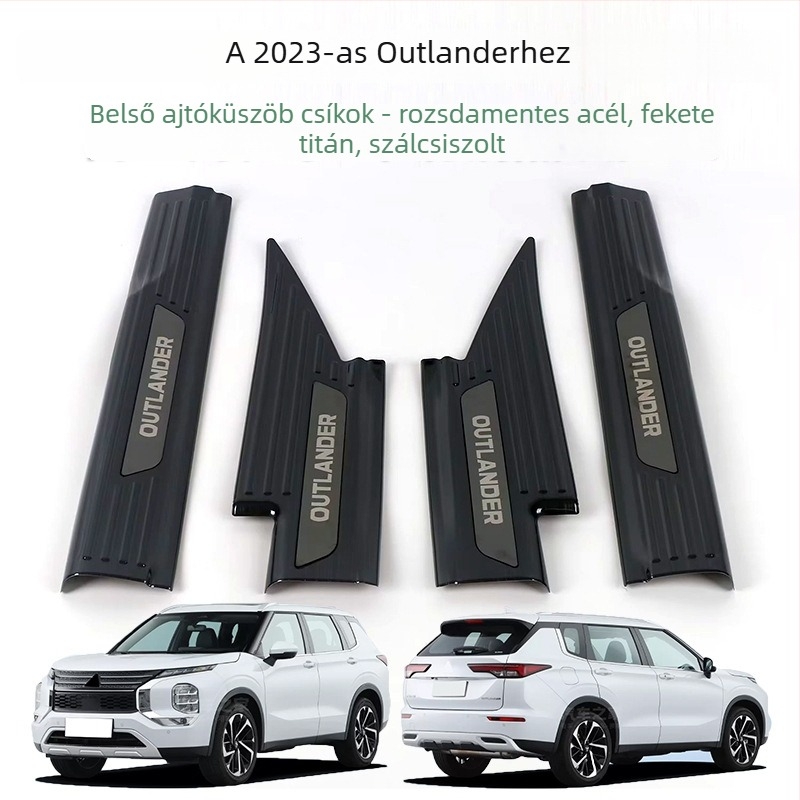 Rozsdamentes acél ajtó küszöb profilok és csomagtartó védőlemez a Mitsubishi Outlander 2023-hoz