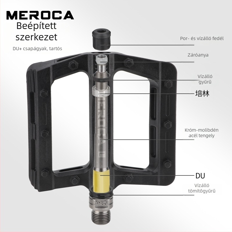 Meroca nylon pedálok megnagyobbított talppal, csúszásmentes felülettel, univerzális hegyi-, országúti és fixie kerékpárokhoz