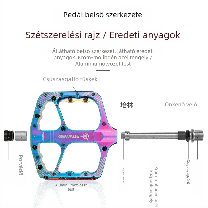GEWAGE Kerékpár pedálok alumíniumötvözetből, csúszásmentes, Ge–x104 modell