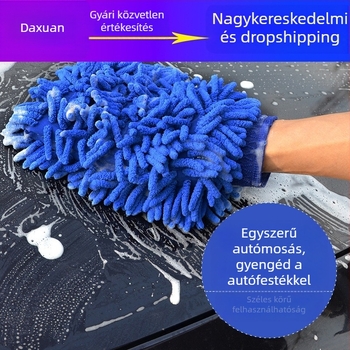 Daxuan Chenille Coral-Plush mikroszálas autómosó kesztyű – kétoldalas, márka Daxuan