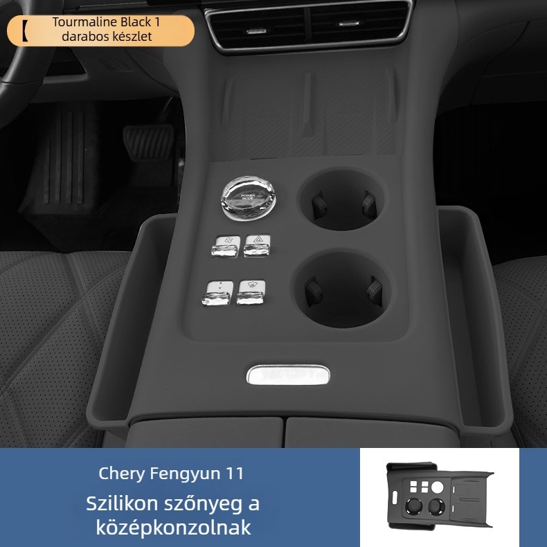 Chery Fengyun T11 központi konzolhoz készült szilikon pad, vezeték nélküli töltéssel, pohár tartó rekesz, csúszásmentes, belső védelem