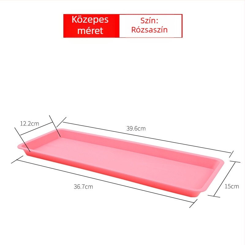 Műanyag virágtálca, téglalap alakú, vízelvezető tálca, színes, hosszú és nagy méretű