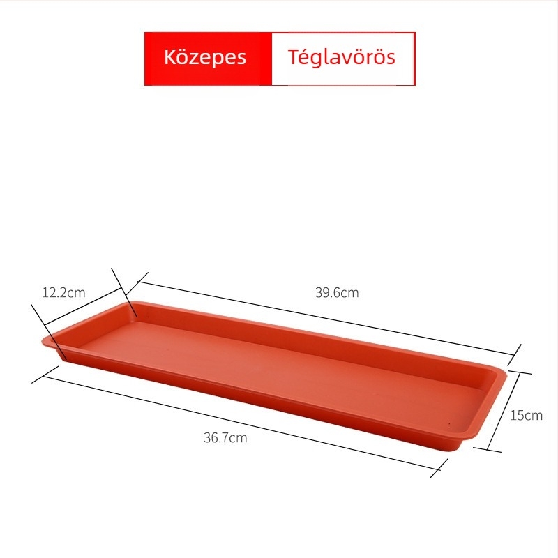 Műanyag virágtálca, téglalap alakú, vízelvezető tálca, színes, hosszú és nagy méretű