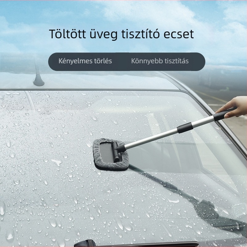 Teleszkópos autóüveg tisztító és páramentesítő ecset, műanyag + alumínium ötvözet
