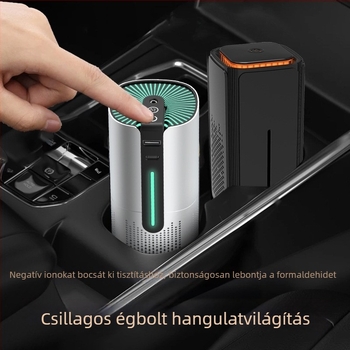 Gépjármű belső levegőtisztító negatív ion technológiával — eltávolítja a formaldehidet, 50 m3/h légáramlat, zaj 36 dB alatt, alkalmas terület max. 10 m2
