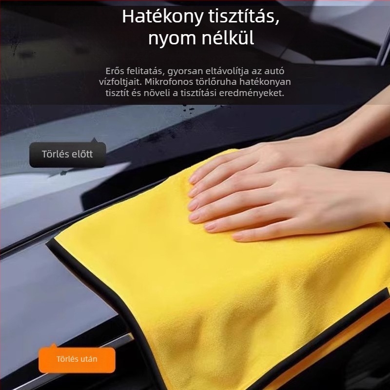 Autóápolási törlő, vastag korall velúr, rendkívül nedvszívó, szálmentes, kettős használat autóhoz és otthon