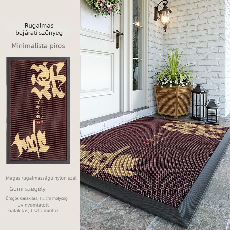 Bejárati ajtó szőnyeg — poliészter rostból, geometrikus mintázat, téglalap alak, modern minimalista stílus, vízzel mosható