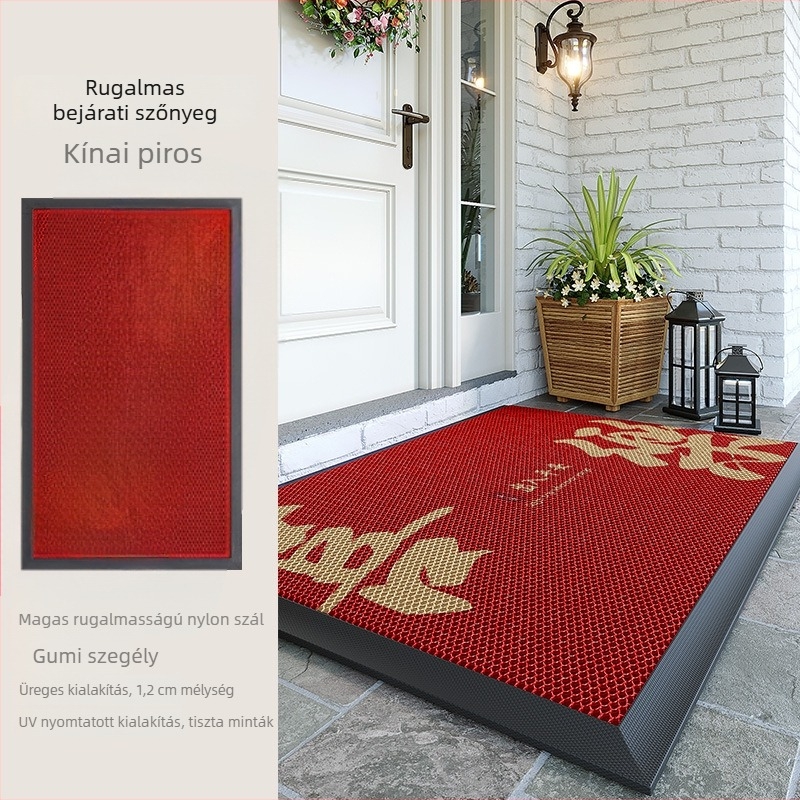 Bejárati ajtó szőnyeg — poliészter rostból, geometrikus mintázat, téglalap alak, modern minimalista stílus, vízzel mosható