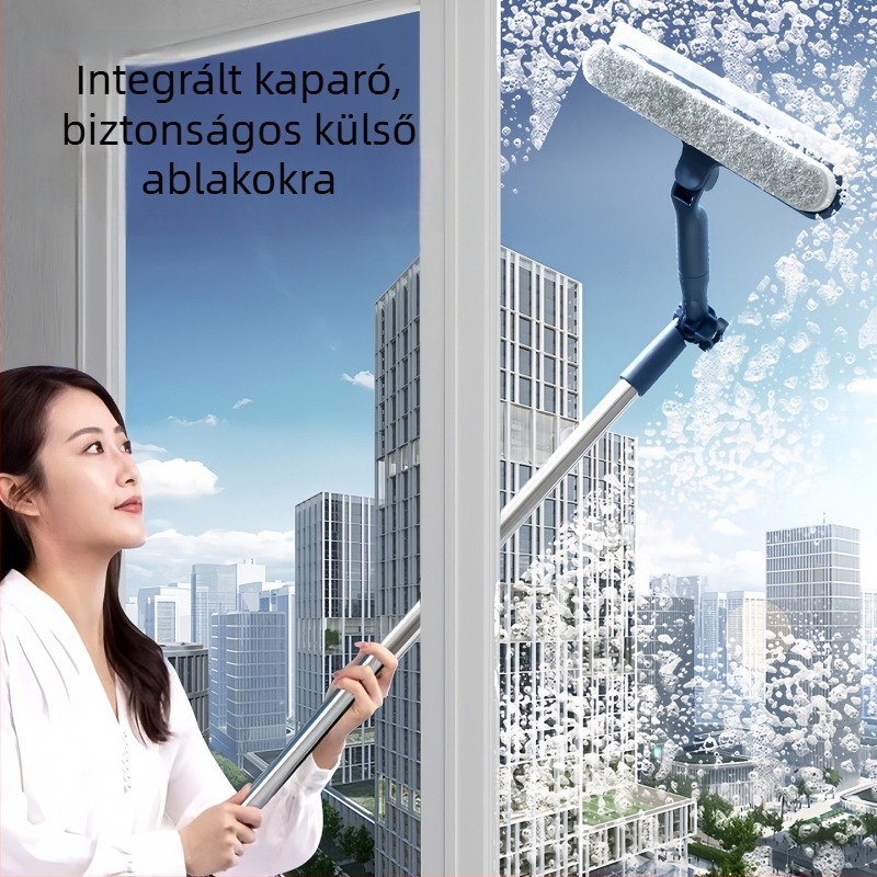 Lapos mop üveg tisztítására hosszabbított teleszkópos rúddal, egyoldali törléssel, ablakok és autóüvegek tisztítására