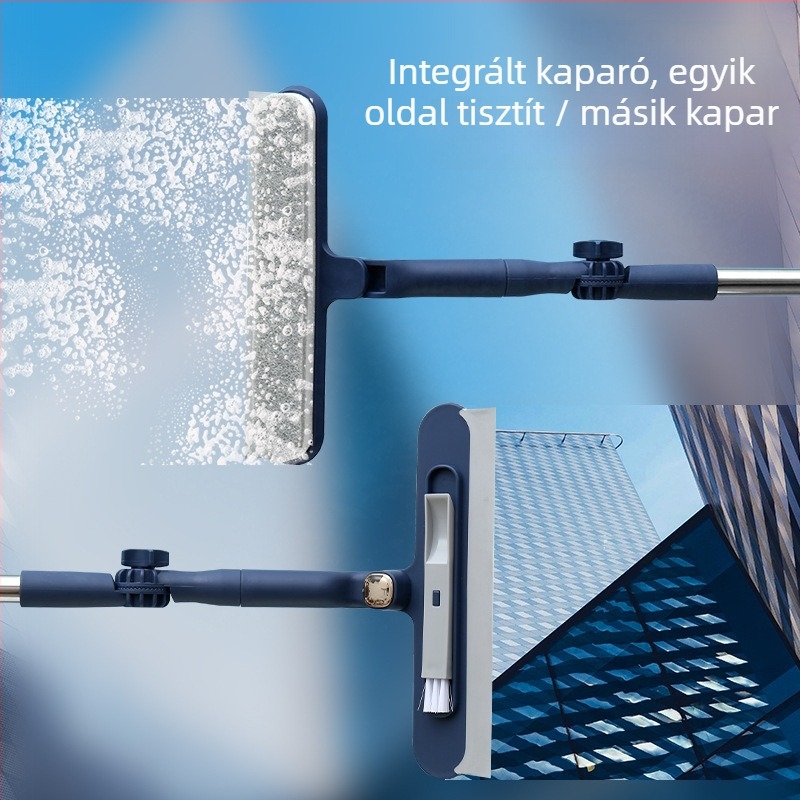 Lapos mop üveg tisztítására hosszabbított teleszkópos rúddal, egyoldali törléssel, ablakok és autóüvegek tisztítására