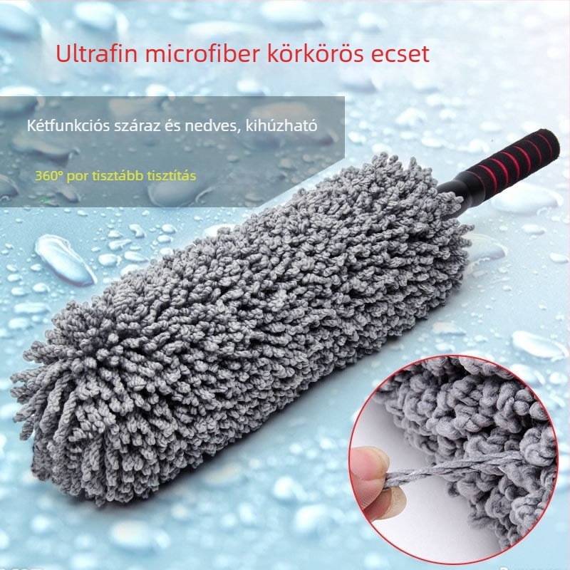 Autómosó kefé pamut mikroszálas és rozsdamentes acél szerkezettel (Anyagok: pamut mikroszál, rozsdamentes acél; Márka: Egyéb)