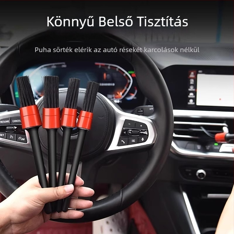 Kétfunkciós autó- és otthoni puha sörtéjű rostos ecset belső terek és légkivezetők tisztításához – por és folttisztítás