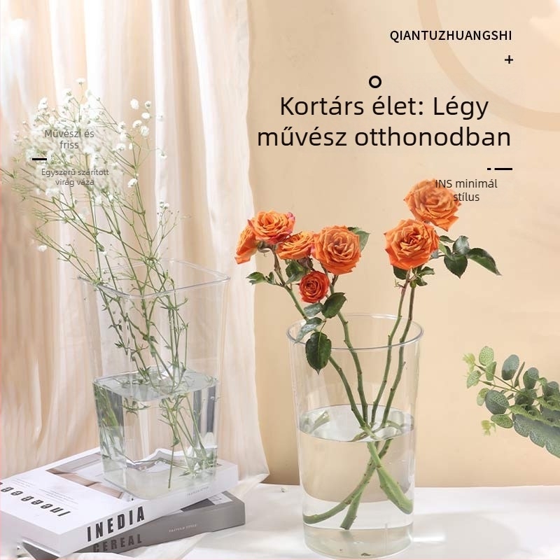 PET virágcserép – lélegző, átlátszó, tartós; asztali és álló használat; egyszerű és modern stílus; ideális iroda és otthoni kertészkedéshez