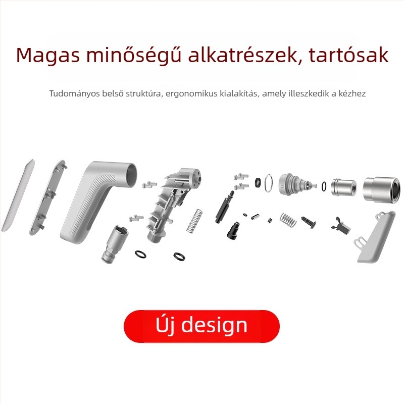 Kézi autómosó vízpisztoly forgó fejjel, több üzemmódú permetezés, alumíniumötvözet test