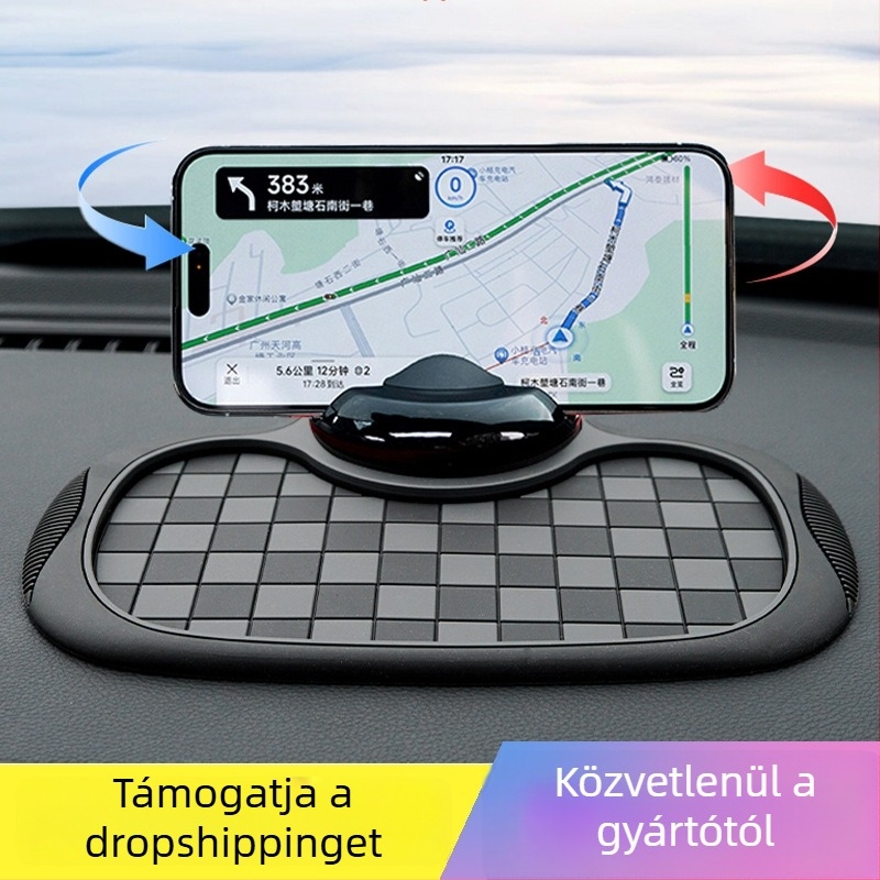 Autó műszerfalára illeszkedő anti-slip alátét telefon tartóval és rejtett parkolókártya-tárolóval