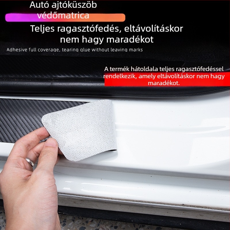Szénszálas mintás autóajtó küszöbvédő, üdvözlő pedál és védőcsík a csomagtartó számára
