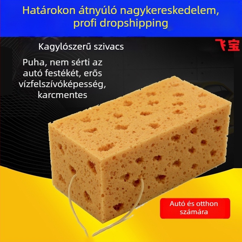 Autómosó méhsejt szerkezetű szivacs, porózus poliészter anyag, autó tisztító szivacs