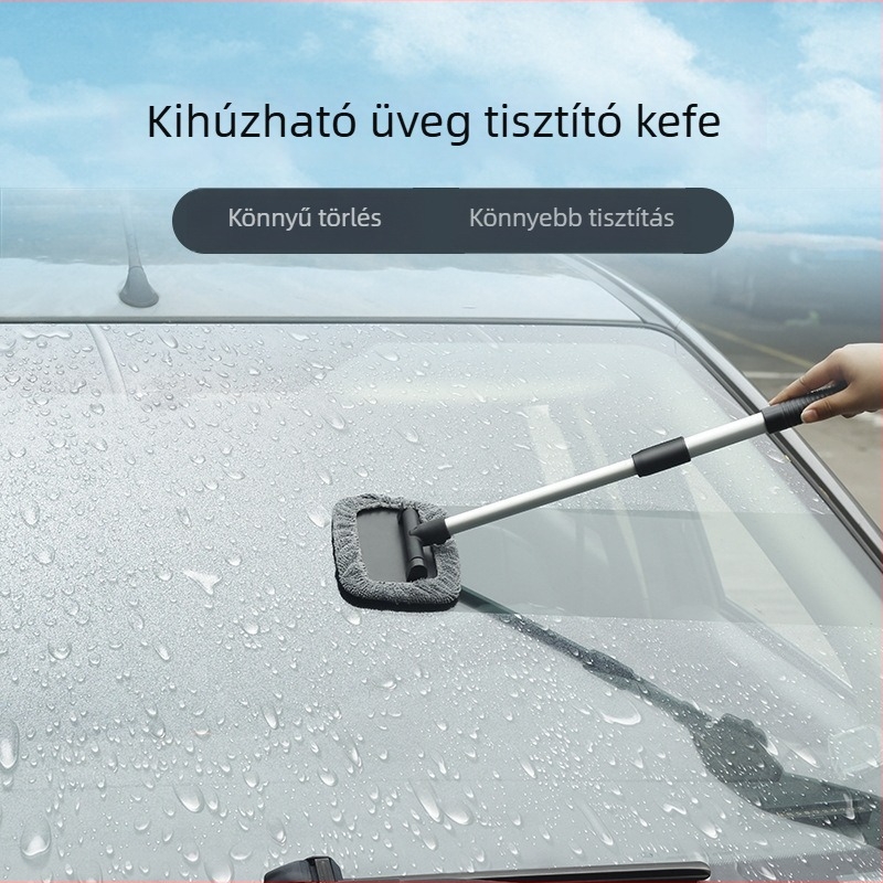 Kihúzható autóüveg tisztító kefével, alumínium ötvözet rúddal és mikroszálas fejjel (ABS/PVC/PP ház)