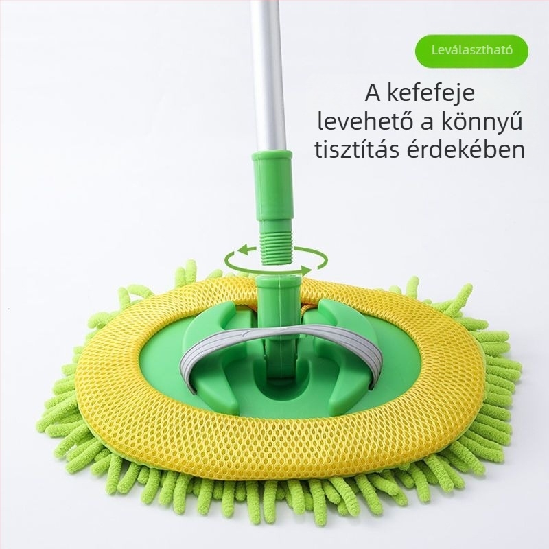 Zöld chenille autómosó mop, kihúzható teleszkópos fejjel és puha szálú tisztító kefével – Modell 15424