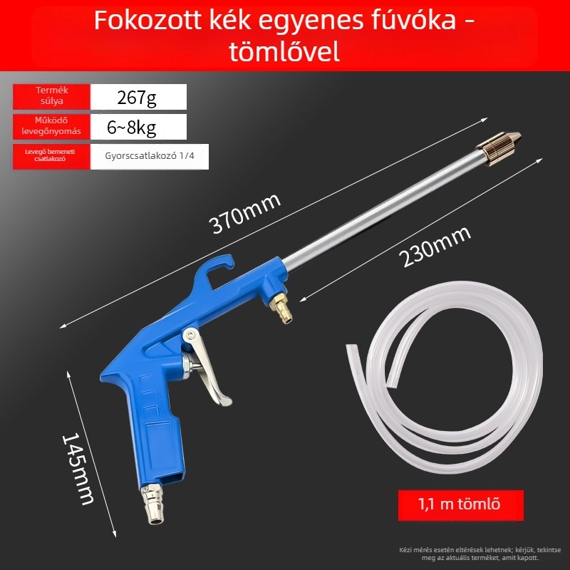 Motor tisztító pisztoly hosszú fúvóval, réz fej, öntött alumínium fogantyú, permetezési távolság 0,15 m, közepes nyomás