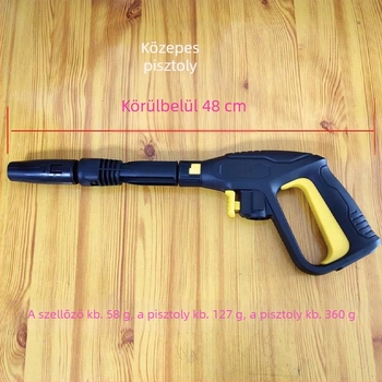 Karcher K-Series kompatibilis magasnyomású mosópisztoly, állítható ventilátoros fej; Fúvófej anyaga: műanyag ötvözet; Fogó anyaga: műanyag; Tömeg: kb. 420 g