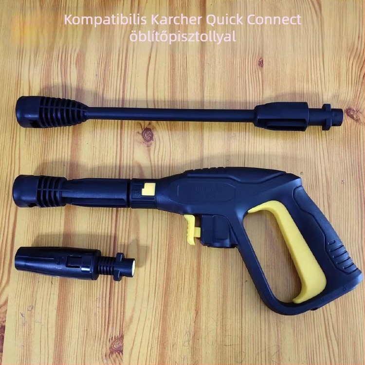 Karcher K-Series kompatibilis magasnyomású mosópisztoly, állítható ventilátoros fej; Fúvófej anyaga: műanyag ötvözet; Fogó anyaga: műanyag; Tömeg: kb. 420 g