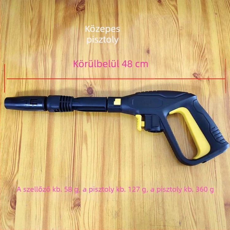 Karcher K-Series kompatibilis magasnyomású mosópisztoly, állítható ventilátoros fej; Fúvófej anyaga: műanyag ötvözet; Fogó anyaga: műanyag; Tömeg: kb. 420 g