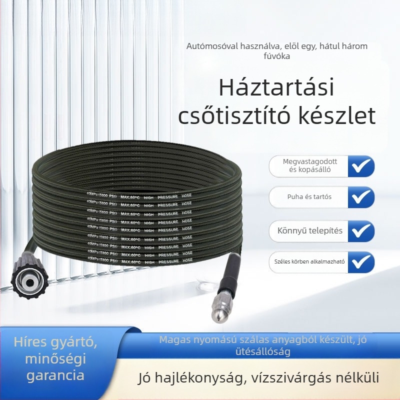 Magasnyomású csőtisztító háztartási használatra – Nylon és rozsdamentes acél, 1,0 kg, interfész cinkötvözet, fúvóka alumíniumötvözet