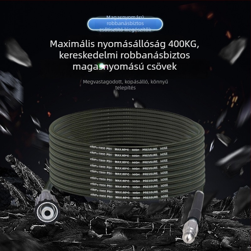 Magasnyomású csőtisztító háztartási használatra – Nylon és rozsdamentes acél, 1,0 kg, interfész cinkötvözet, fúvóka alumíniumötvözet