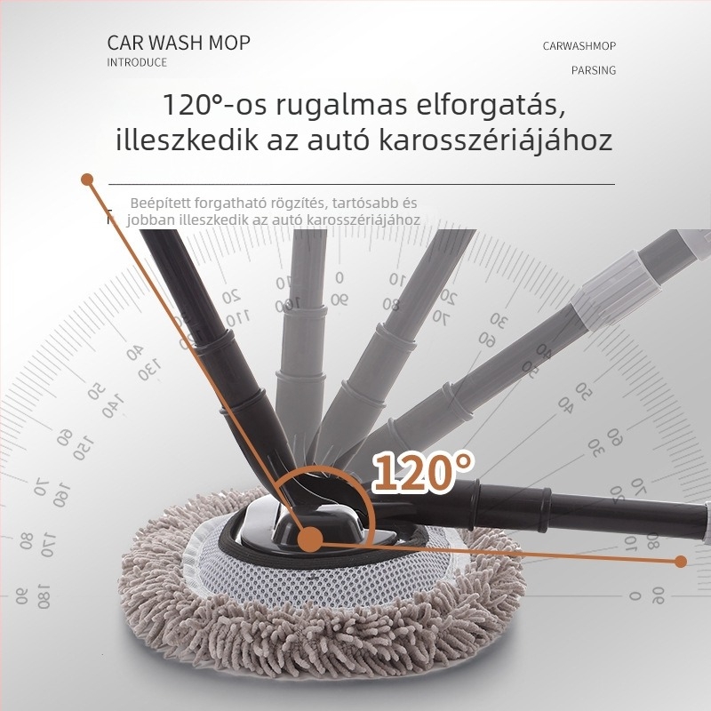 Teleszkópos autómosó ecset puha szálakkal, hosszú nyél, kíméletes a fényezéshez, por eltávolítására