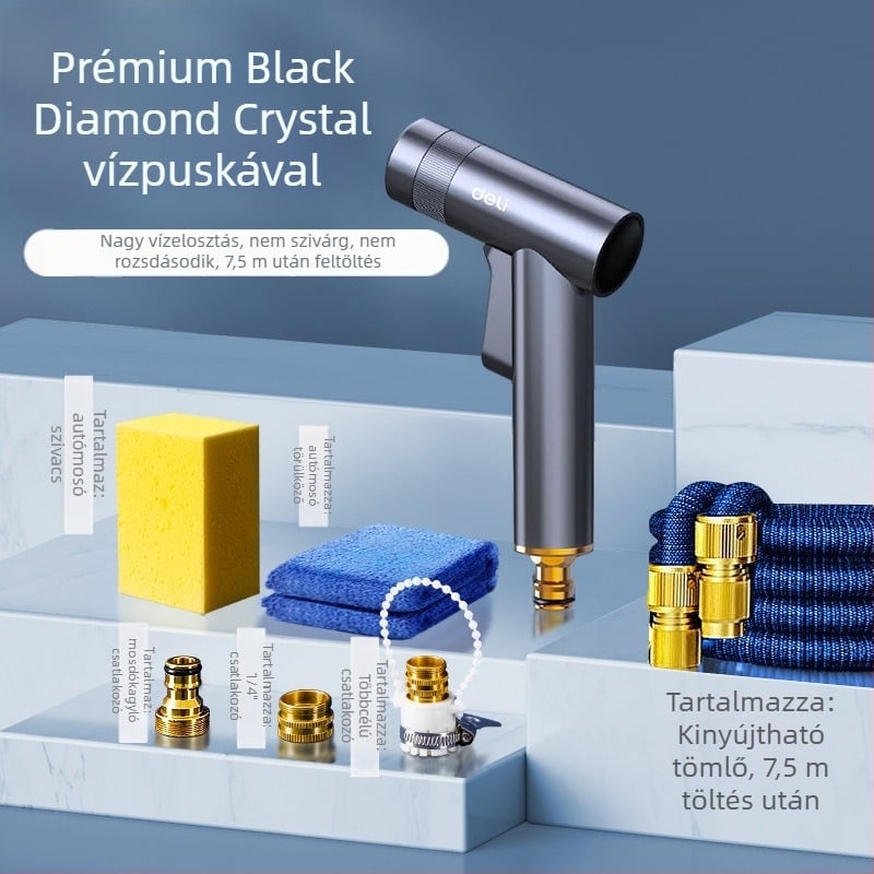 Nagy nyomású autómosó pisztoly, test ötvözet, modell DL882055, fogantyú ujjnyomásos, sugárzási típusok: vízoszlop, zuhany, ventilátor