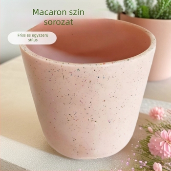 Cement virágcserép mesterséges kőből, terrazzo stílus, kézzel készített; repedésálló, magas hőmérséklet-ellenállás, korrózióálló; tartós; falra, asztalra vagy padlóra alkalmas