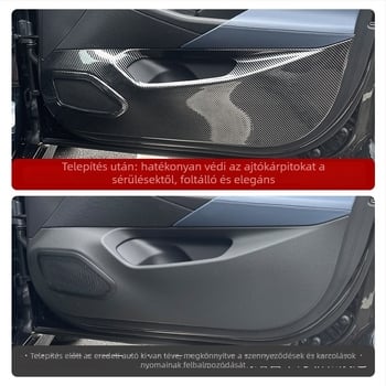 BMW 5 Series belső ajtópanel védő matricák (2024–2025), szénszálas minta