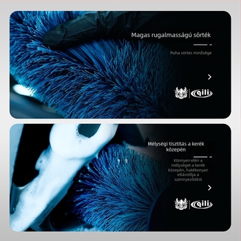 Autómosó kefe rendkívül puha sörtékkel, anyagok: PP + TPE + magas rugalmú szálak; márka: Qili Its Power; testreszabás elérhető.