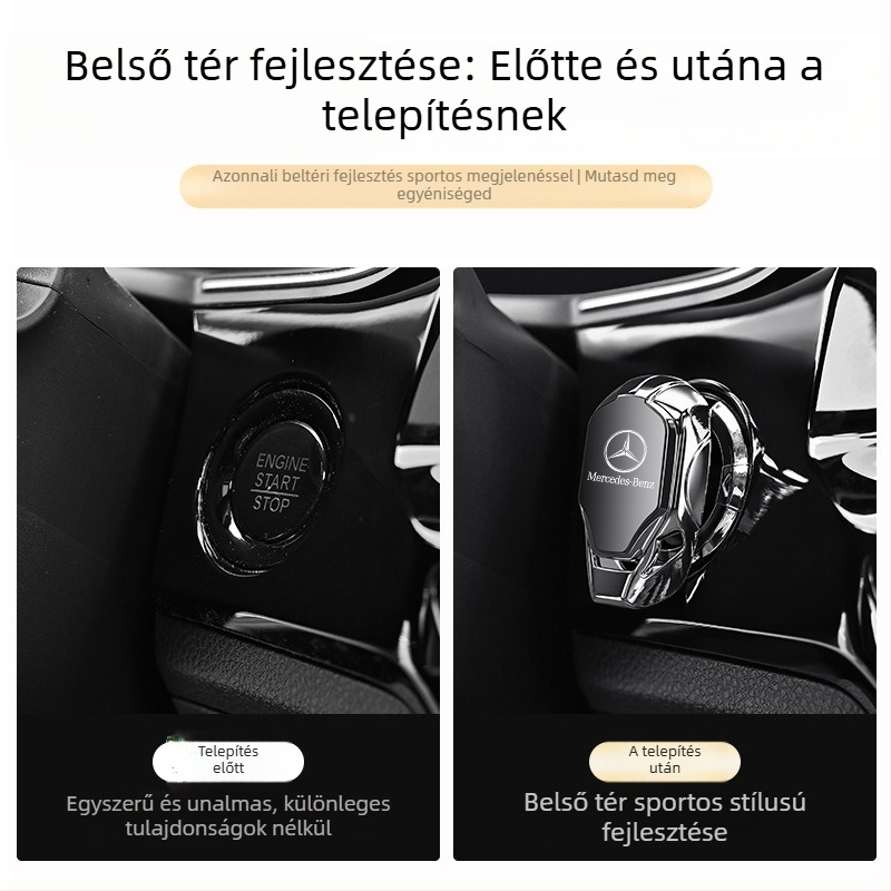 Runya Autó Módosítás Gomb Matrica - Belső Indításvédő Fedél, Műanyag + Rozsdamentes Acél, Testreszabás Elérhető és Logó Nyomtatás