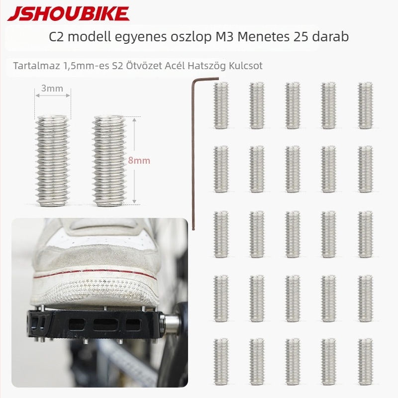 Hegyi kerékpár pedál csúszásmentes tüskékkel, acélból, 3 tartozék, 4 mm Torx kulcs, modell: Anti-slip nails