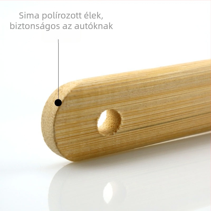 Fából készült fogantyújú autóápoló ecset, hosszú nyéllel, többfunkciós kefefej keréktárcsához, gumikhoz és hub-hoz, disznó szőrrel — Modell 40393