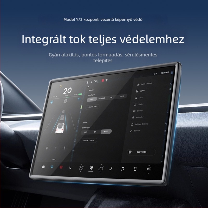 Tesla középkonzol belső film védőkerettel és integrált filmmel – ragasztóval történő felhelyezés, univerzális modell