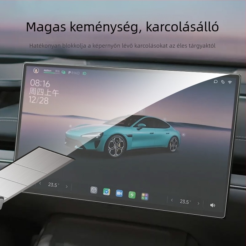 Xiaomi SU7 autó kijelzővédő - edzett üveg, karcolás- és kopásálló, ujjlenyomat-mentes bevonat, központi navigációs üvegfilm